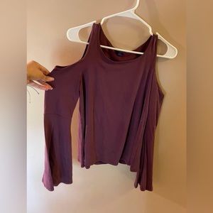 Maroon cold shoulder long sleeve